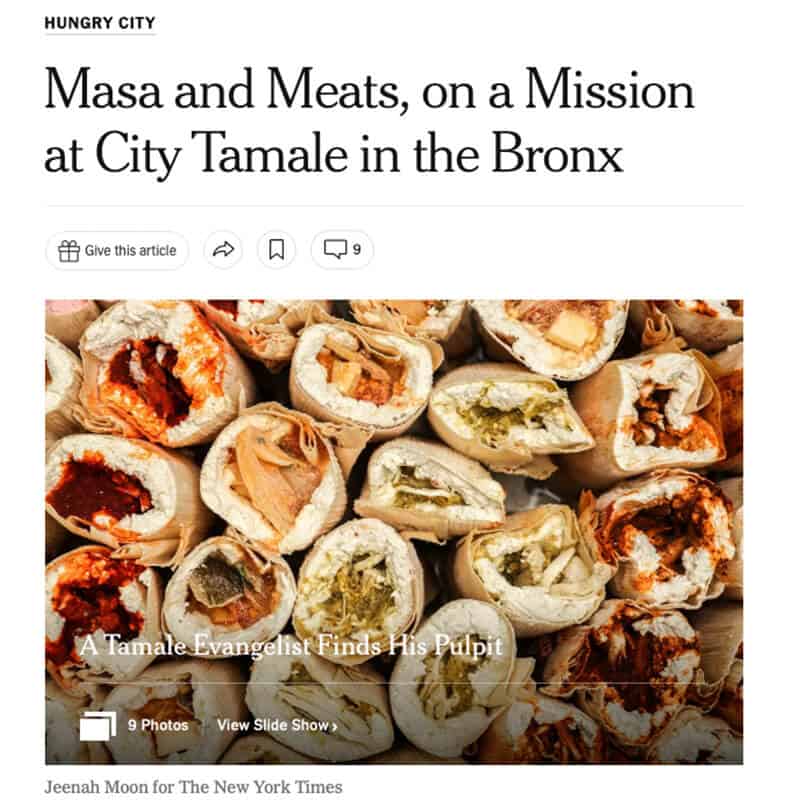 The New York Times article about City Tamale in the Bronx
