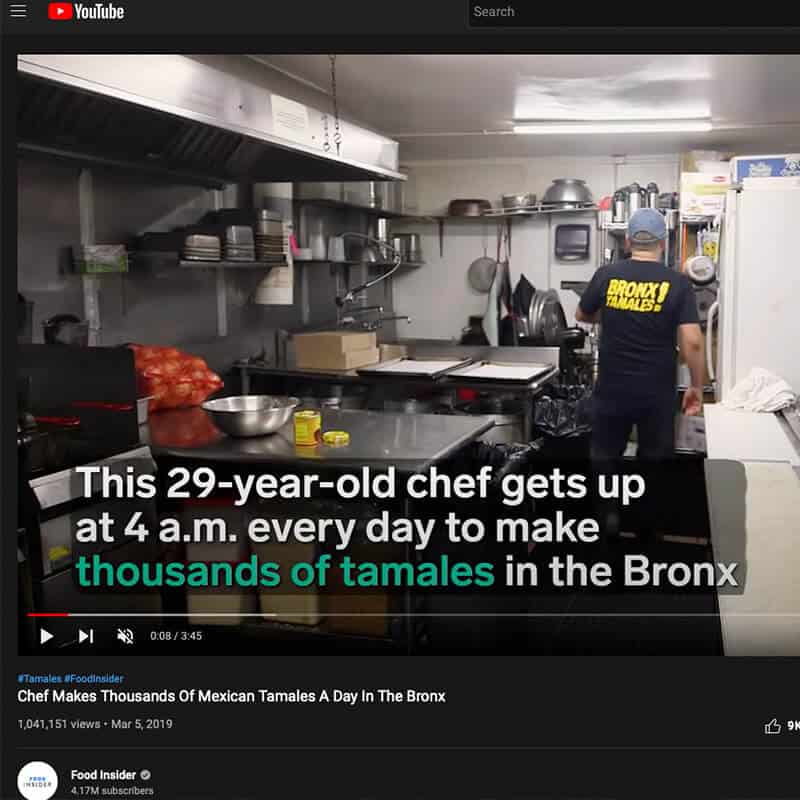 Insider Food video about City Tamale’s Bronx kitchen