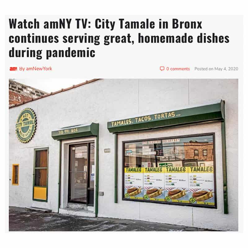 amNewYork story about City Tamale serving the Bronx during the pandemic